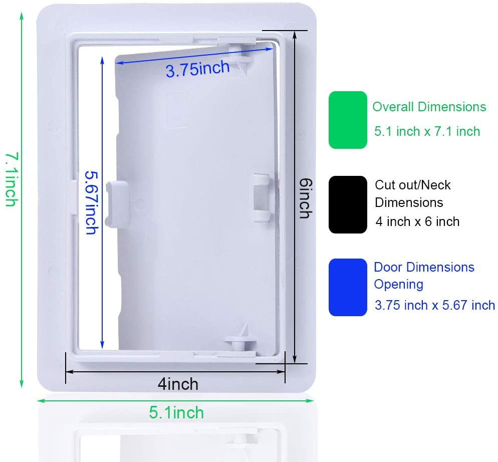 Plastic Access Panel for Drywall Ceiling Multi-size Reinforced Plumbing Wall Access Doors Removable Hinged White: 4x6inch(10x15cm)