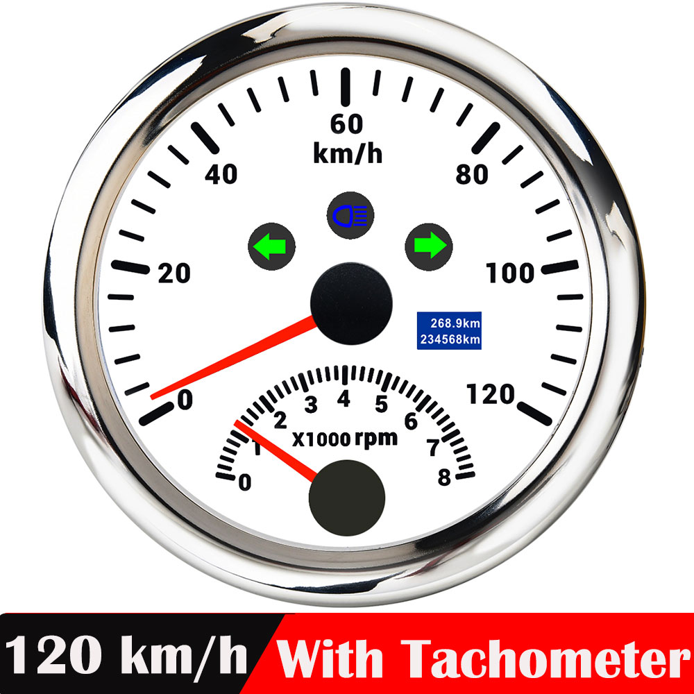 Universele 85Mm Gps Snelheidsmeter Gauge 120 Km/h 200 Km/h 200MPH Gps Speed Meter Kilometerteller Met Toerenteller 8000Rpm Met gps Antenne: 120KMH WS