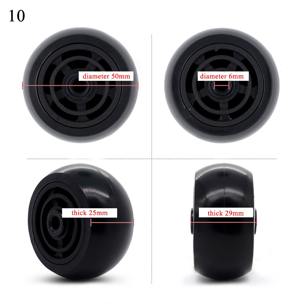 2 pcs Suitcase Wheels Luggage Box Replacement Wheel Axles Casters Black Different Pattern Wheel Suitcase Accessories: 10