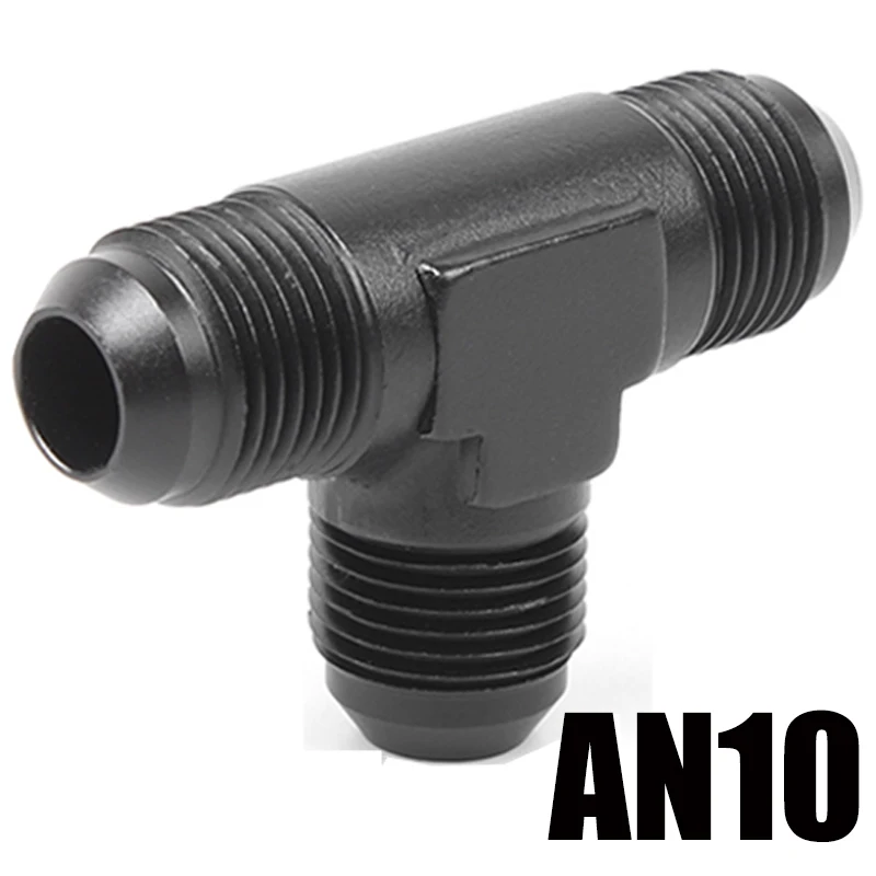 An4 an6 an8 an10 an12 universella aluminiumslang-t-kopplingar hane till hane hona t-koppling på sidan gängad koppling adapter svart: Mång