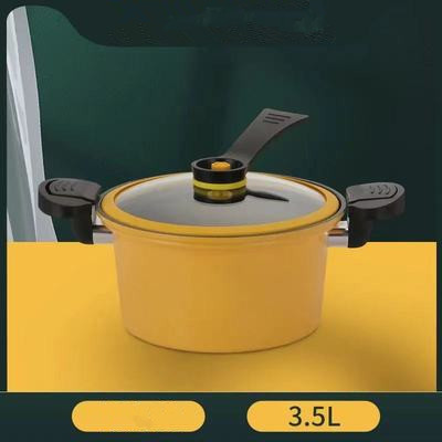 Kitchen Vacuum Micro Pressure Cooker Cookware Soup Meats Pot Gas Stove/open Fire Pressure Cooker Stew Pot, Non-Stick Pot: 22cm yellow