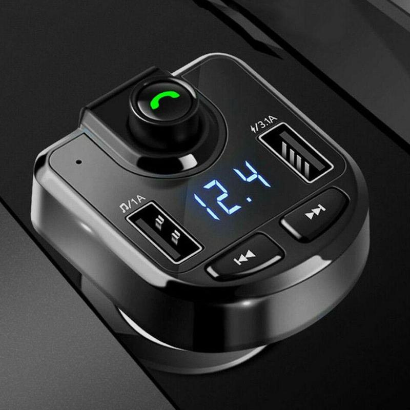 Adaptateur de chargeur USB double USB Bluetooth | Kit de lecteur Mp3 mains libres, transmetteur Fm, Support de carte TF disque U QC2.0 3.1A