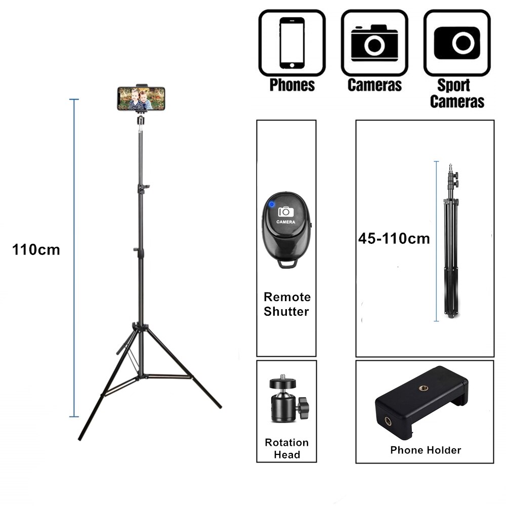 Stativ Für Mobile Stativ Für Telefon Smartphone Halter Für Telefon Stehen Selfie Stick Mobile Für Tik Tok Maske Vlogging Kit: 110cm Tripod