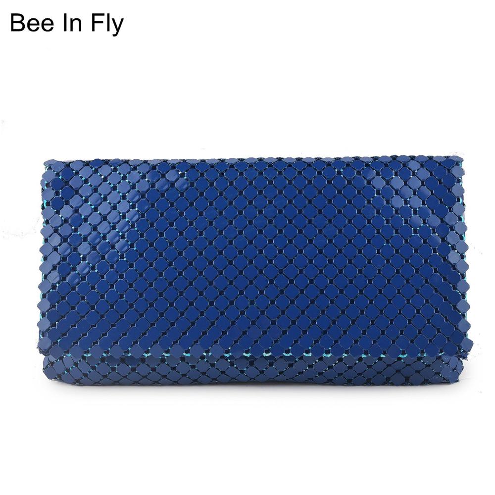 Women's Handbags and Purses Royal Blue Purple Aluminum Evening Party Clutch Bags Ladies Casual Girls Day Clutches Retro