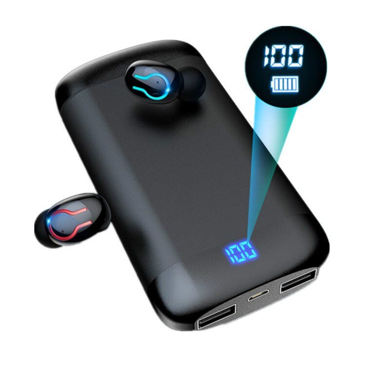 Auricolari Bluetooth V5.0 Lieve Wireless - Custodia di Ricarica 6000mAh - Cuffie Sport Impermeabili HD Stereo Dual Mic