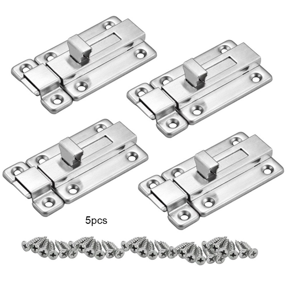 Stainless Steel Door Bolts Latch Sliding Door Lock Slide Bolts for Internal Doors AC889: 5pcs
