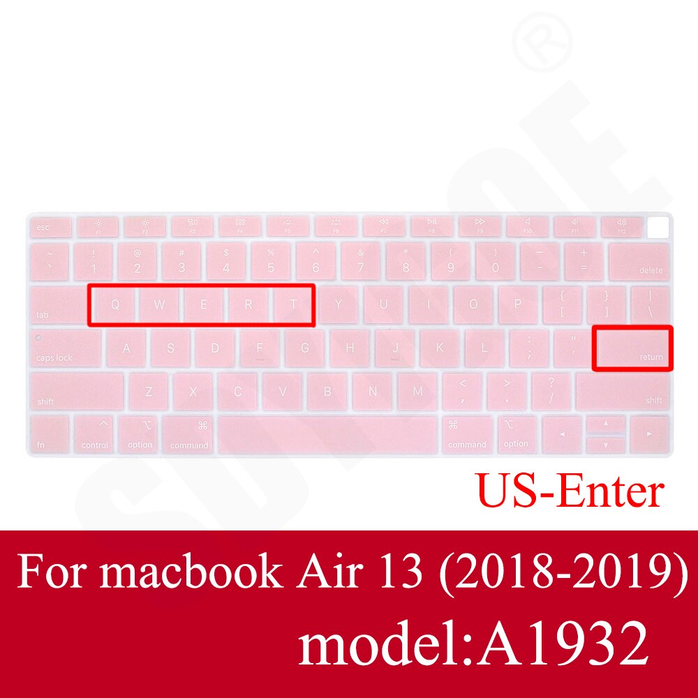 Nowy 13 Air A1932 klawiatura do laptopa folia ochronna wodoodporna do Macbook air 13.3 cala obudowy pokrywa klawiatury laptopa edycja amerykańska: lavender