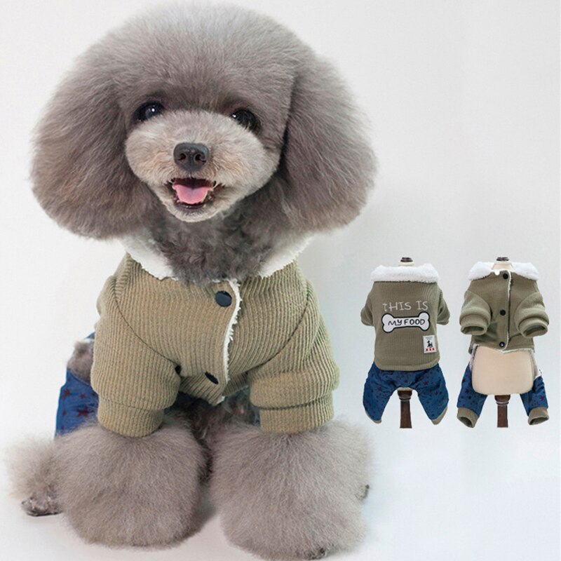 Inverno quente do cão de estimação macacão roupas roupas cães padrão osso filhote de cachorro cachorro gatos quatro perna casaco trajes s xxl xxl