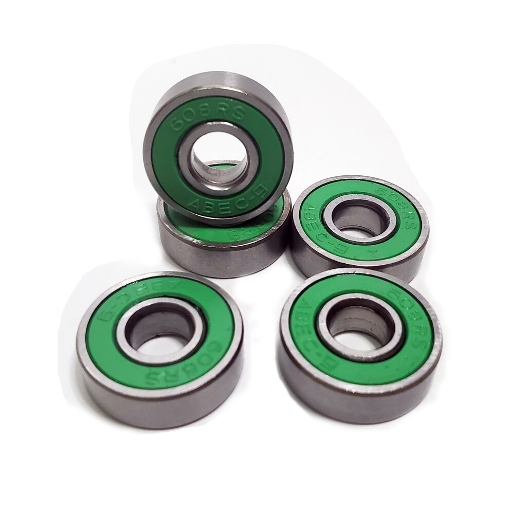 10Pcs Anti-Roest Skateboard Lager Skateboards Wiel Kogellagers Mini As Gereedschap 608 2RS ABEC-9 groen