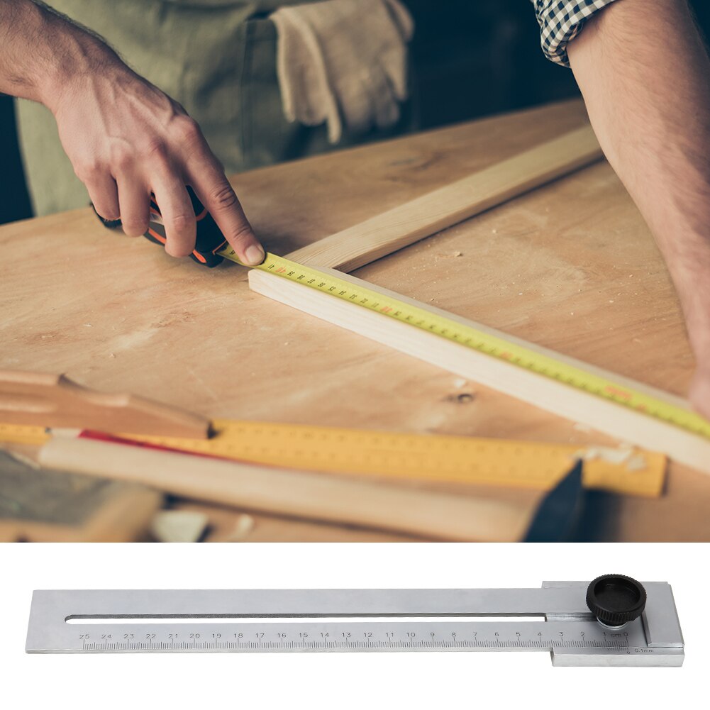 Portable 200mm/250mm/300mm Ruler Screw Cutting Marking Gauge Mark Scraper Tool Woodworking Carpenter Measuring Ruler#38