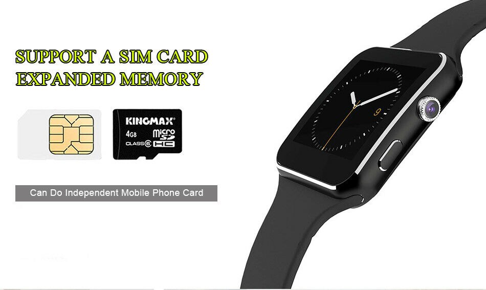 Reloj inteligente Bluetooth de para hombre X6, reloj inteligente deportivo con cámara, compatible con tarjeta SIM, Whatsapp, en Facebook