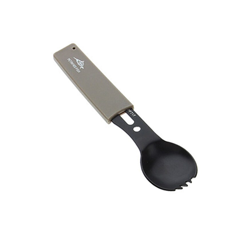Kit de utensilios de cocina para acampada, cuchara, tenedor, abrebotellas, portátil, multifuncional, seguridad y supervivencia, acero inoxidable duradero: Black and khaki sets