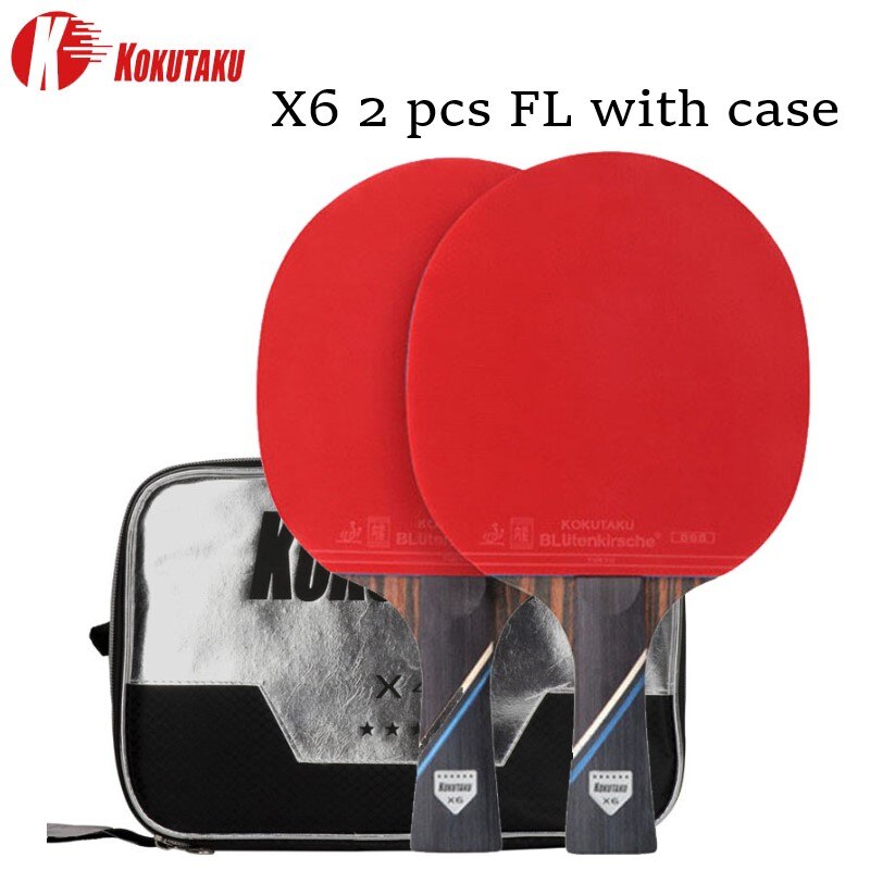 Raqueta de tenis de mesa con certificación ITTF, 2 uds, KOKUTAKU X4 X5 X6, raqueta de Ping Pong, pala de carbono, espinillas de goma: X6 FL