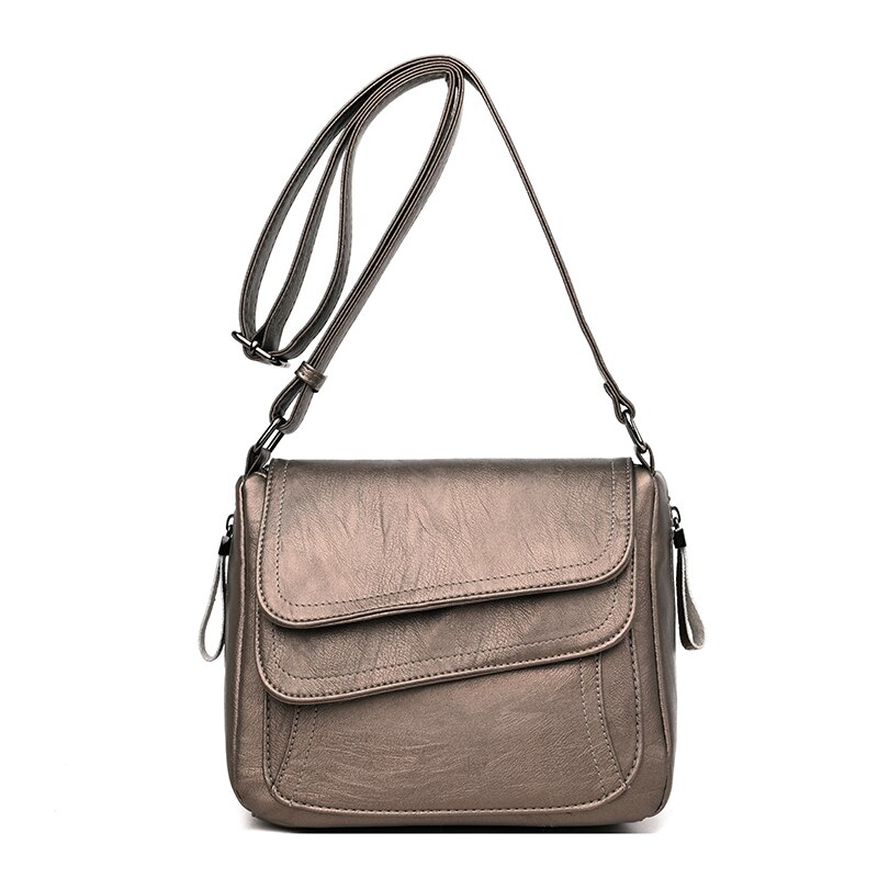 Retro Effen Kleur Pu Lederen Schoudertassen Voor Vrouwen 2021Fashion Casual Laag Luxe Mode Messenger Bags: Bronze