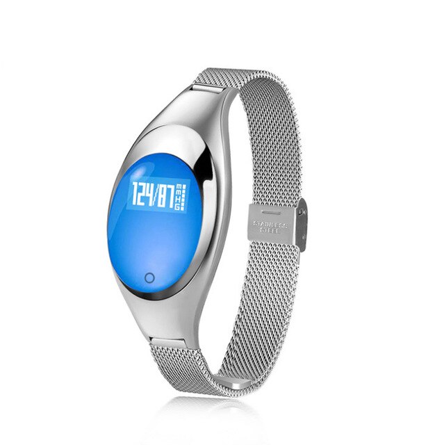 Vrouwen Mode Z18 Smart Horloge Armband Smartwatch Met Bloeddruk Hartslagmeter Fitness Tracker Voor Ios Android: silver