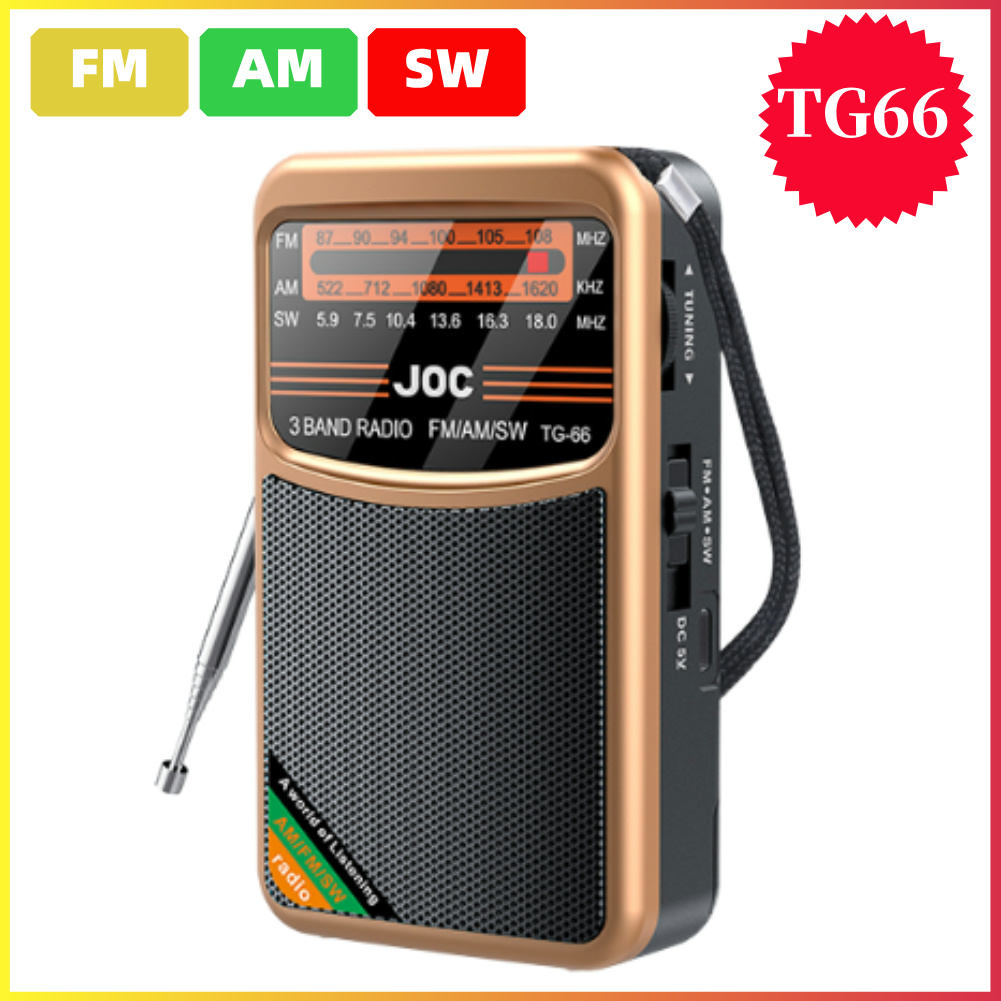 Radio de bolsillo de emergencia Radio FM AM SW La mejor recepción Radio con pilas Tipo C recargable con pantalla HD para personas mayores: Marrón