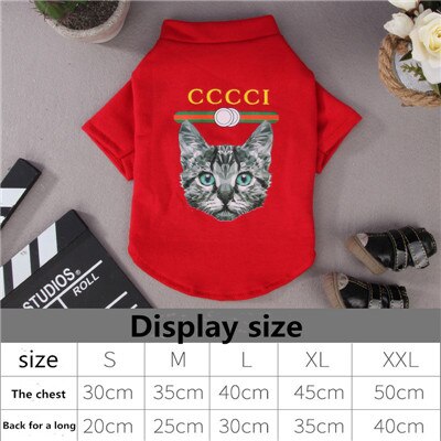 Thin fabric clothing for dogs cats teddy dog t-shirts soft for the summer Two-legged clothing for dog outside pet supplies: Red / 45x35