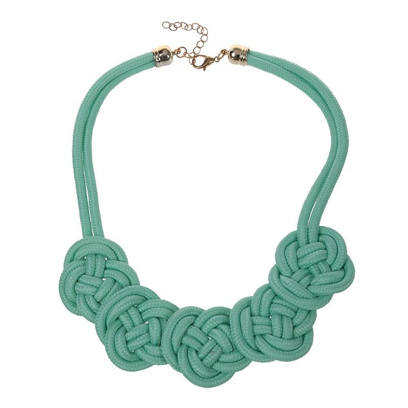 Bright Neon Knot Fabric Statement Collar Necklace - Green