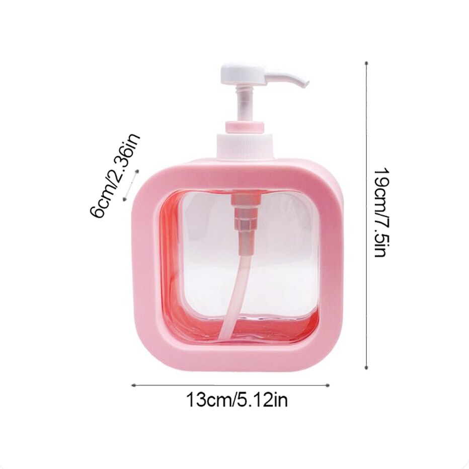 500ml Square Hand Soap Pump Bottle Refillable Empty Bottle for Laundry Detergent Shampoo Body Wash Softener Container: pink bottle