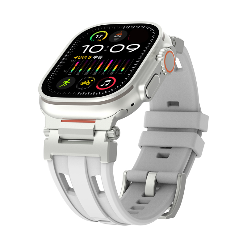 Bracelet de montre en Silicone pour Apple Watch série 10 46mm Ultra 2 49mm, Bracelet de Sport pour iWatch 9 8 7 6 SE 44MM 45MM 42MM: Black Yellow / 16mm