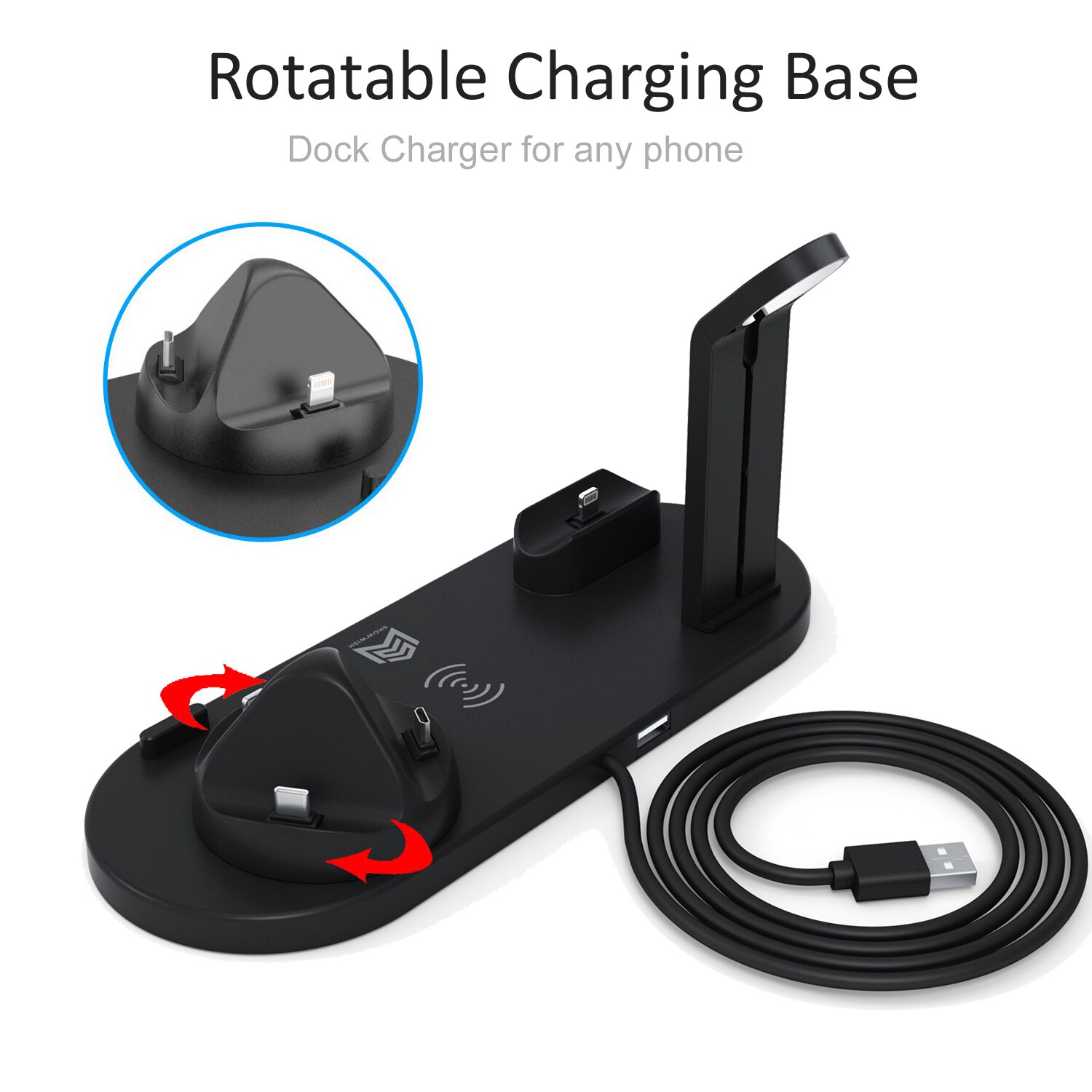 10W Draadloze Snel Opladen Voor Apple Huawei Samsung Xiaomi Mobiele Telefoon Draadloze Oplader Horloge Headset Opladen Stand Desktop