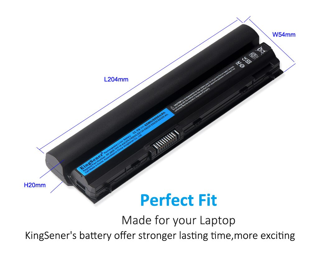 KingSener 11.1V 6000mAh RFJMW 7FF1K Laptop Battery For DELL Latitude E6320 E6330 E6220 E6230 E6120 FRR0G KJ321 K4CP5 J79X4