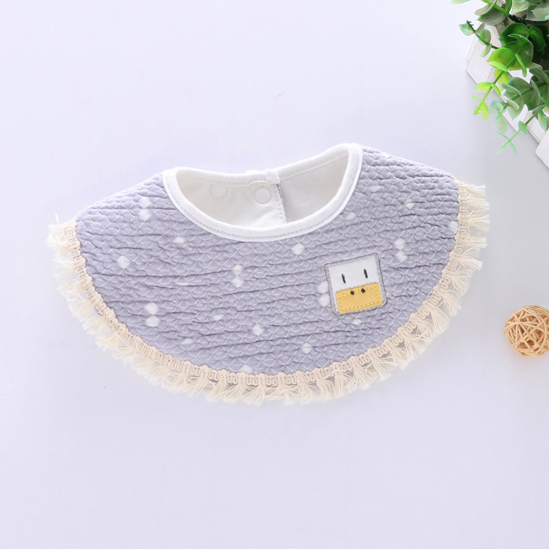 Babadores para bebês estilo flor, babadores à prova d' água com estampa de listras, de algodão duplo, para alimentação de meninos e meninas: Cinza