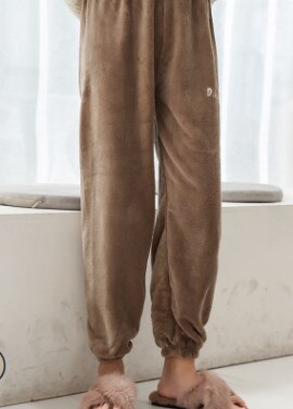 Naisten lämmin flanellipyjama setti paksuuntaa tyttö setti pitkähihainen lämmin yöasu puku naisten yöpaita setti: Housut 2