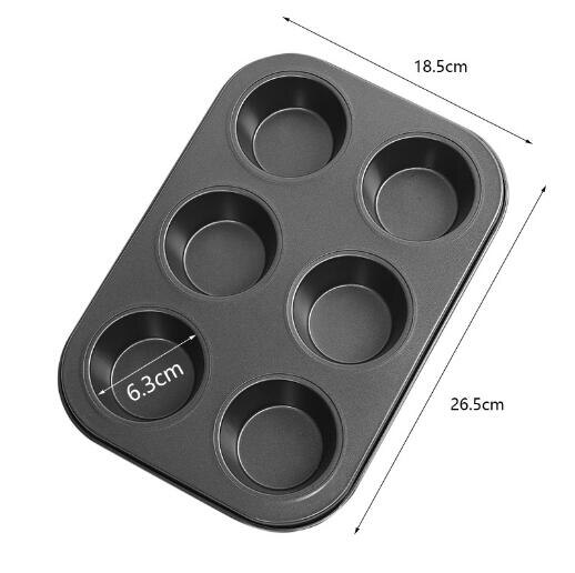 6/12Holes Square Cupcake Pan Mini Muffin Tray Cupcake Mold Muffin Pan Carbon Steel Baking Pan Non Stick Bakeware Biscuit Pan ZXH: 6 holes pingbei