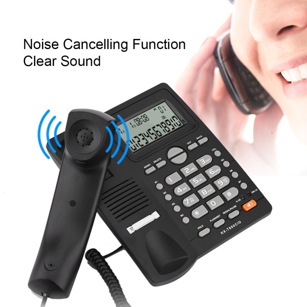 Teléfono Fijo DTMF/FSK con identificador de llamada, manos libres, sin batería, interfaz Dual, fijo, para casa, oficina y Hotel