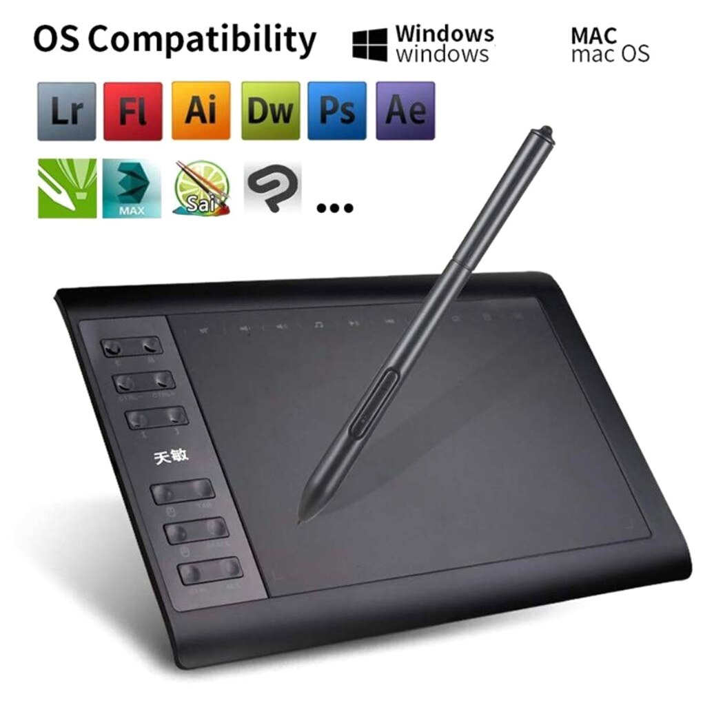 Master Graphic Tablet 8192 Levels Digital 10X6 Inch Drawing Tablet Pen Tablet Replacement for Android