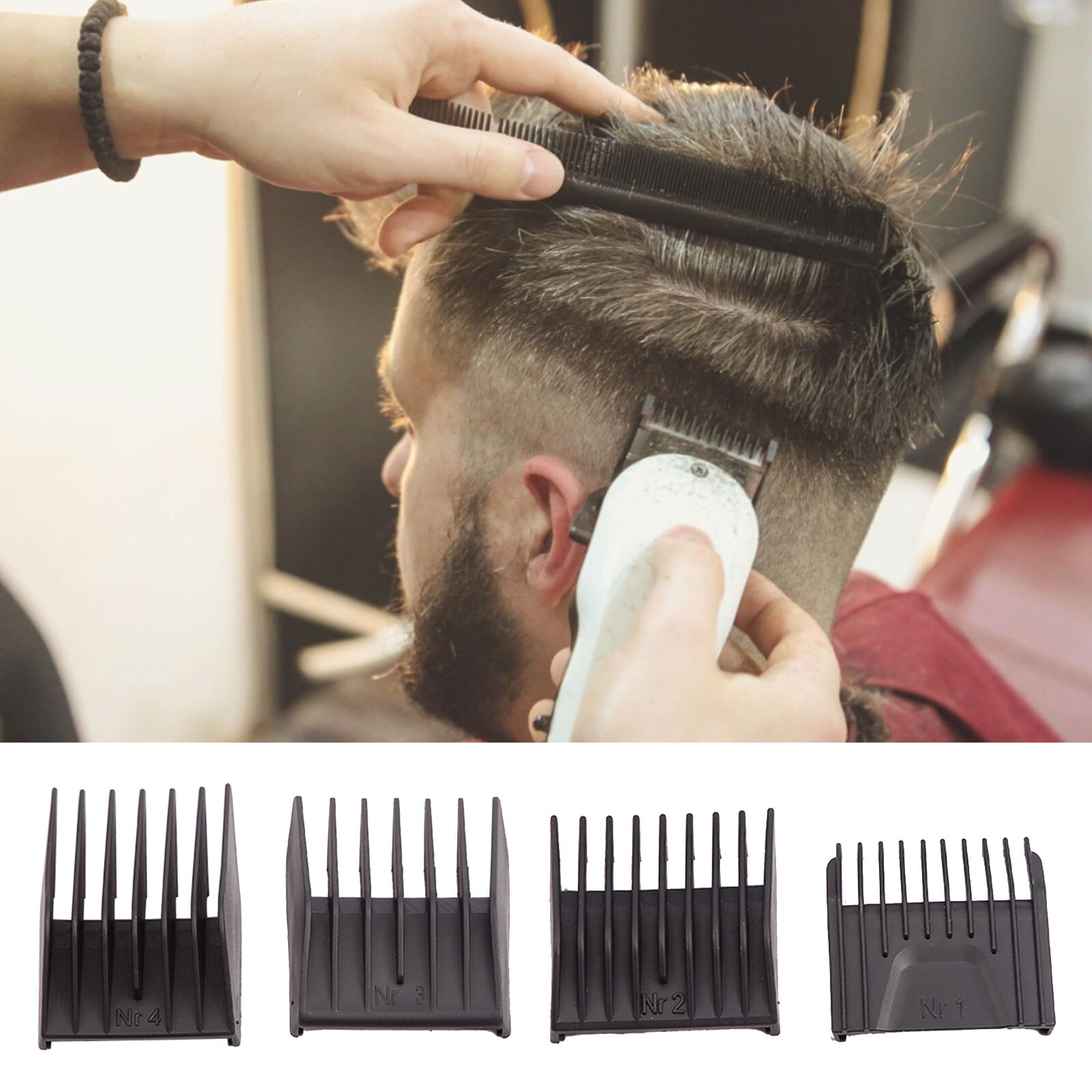 4 Stks/set Kapper Professionele Universele Tondeuse Limiet Kam Vervanging Snijden Gids Kammen Voor Moser 1400 Serie G1202