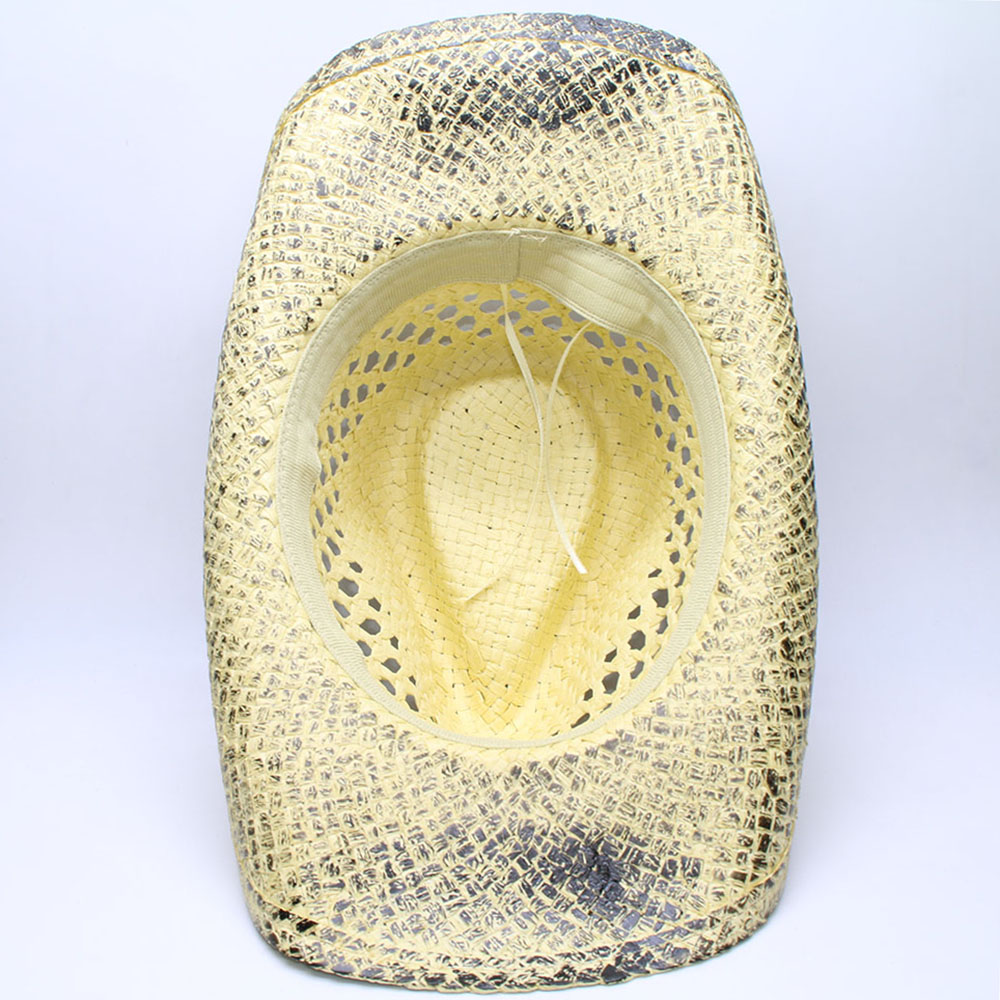 Sombrero de vaquero occidental para mujer, Sombrero de paja tejido a mano, con borlas bohemias, tamaño 56-58CM