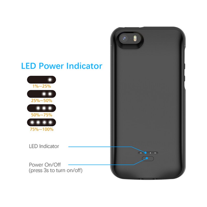 4000mah Battery Charger Case For Iphone Se 5se 5 5s Power Bank Charging Powerbank Case For Iphone 5 6 7 8 X Battery Case