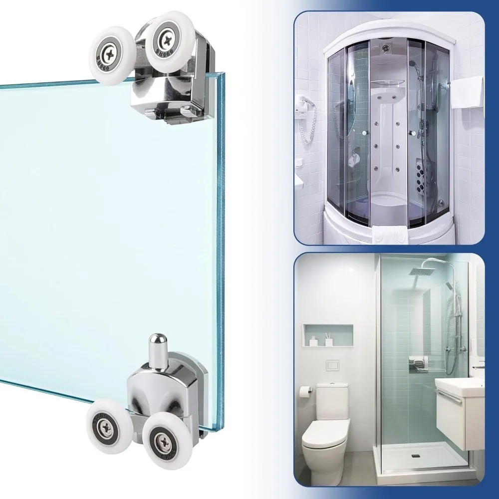 Shower Door Rollers 23mm Zinc Alloy Shower Door Wheels Curved Shower Rollers with Anti-Collision Block Bathroom Door Accessories