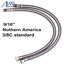 1 paar van Nothern Amerikaanse Standaard 9/16 "50 cm Rvs Flexibele koud/warm mixer Kraan Water supply pijp Slangen