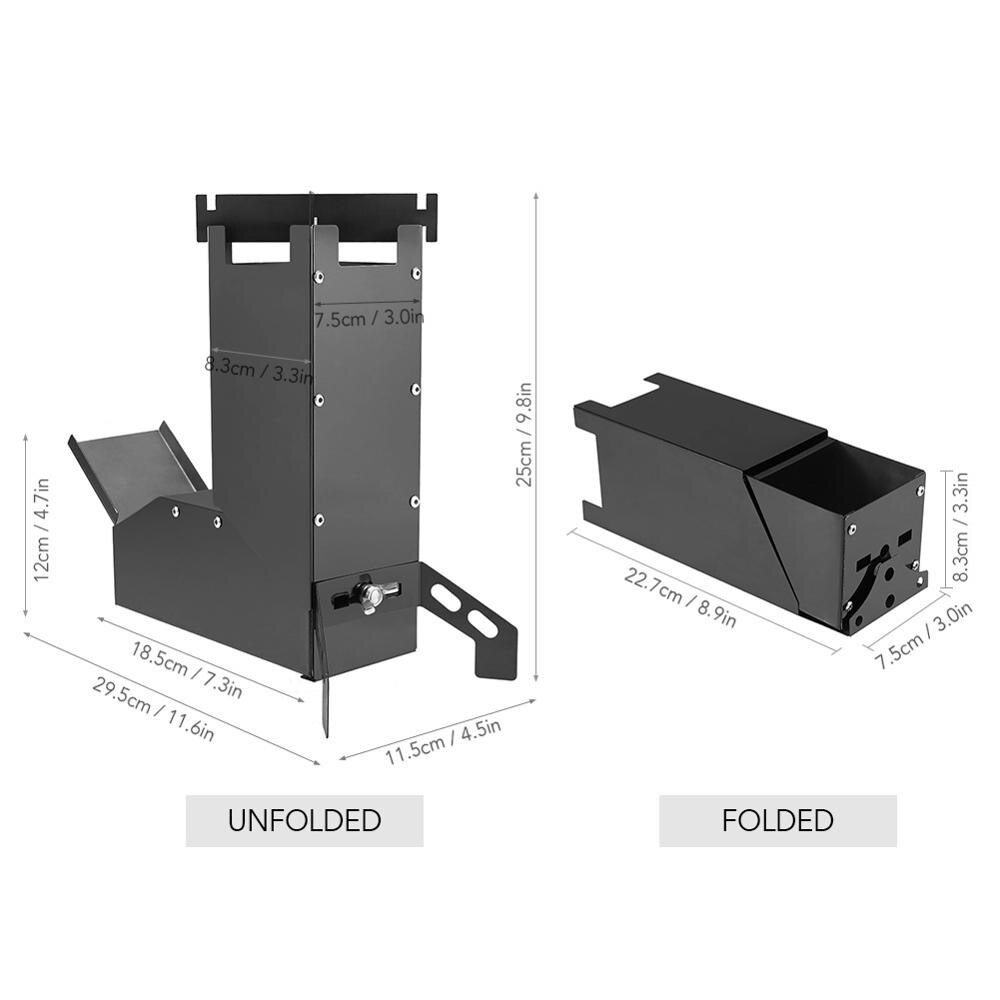 Estufa cohete de Camping al aire libre estufa de leña portátil de acero inoxidable Backpacking Picnic BBQ campamento senderismo horno de cocina