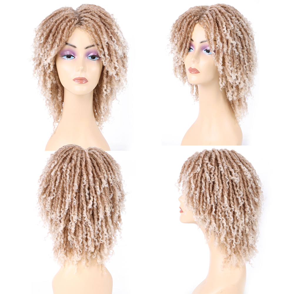 Peluca corta de rastas para mujeres negras, pelucas Afro rizadas, sintéticas, resistentes al calor, transpirables, trenzas de pelo sintético