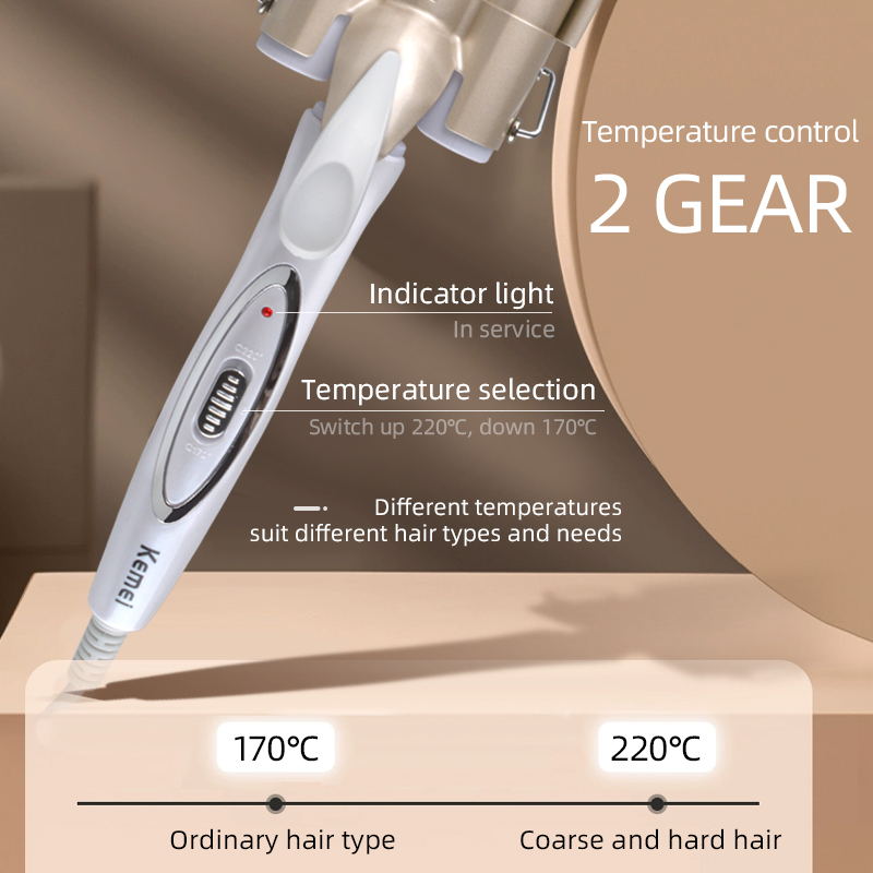 EllMEI-Fer à friser électrique en céramique, outils de bigoudi, coiffeur à triple baril