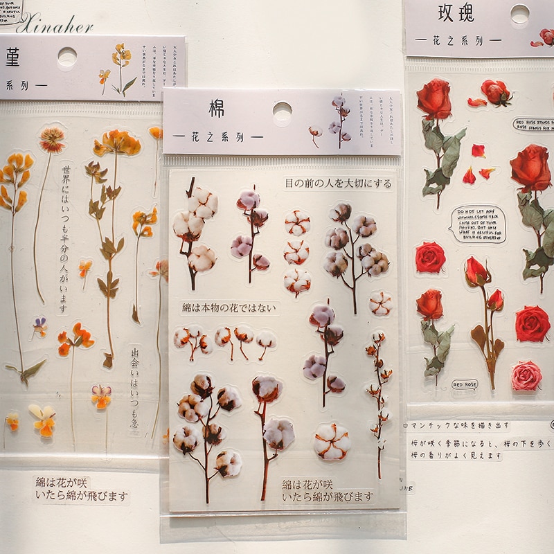 Vintage blomst serie rose kirsebær lavendel gjennomsiktig kjæledyr klistremerke diy dekorasjon klistremerke for album scrapbooking etikett klistremerke