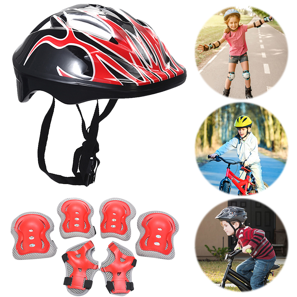 Kids Safety Helmet Knee Elbow Pad Set Toddler Helmet with Protective Gear Set for Bicycle Cycling Skateboard Scooter Skating: Khaki