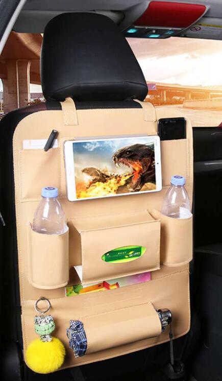 Auto opbergtas auto organizer achterbank tas auto stoelhoes opbergdoos multifunctionele stoelhoes vuilafstotend: Beige