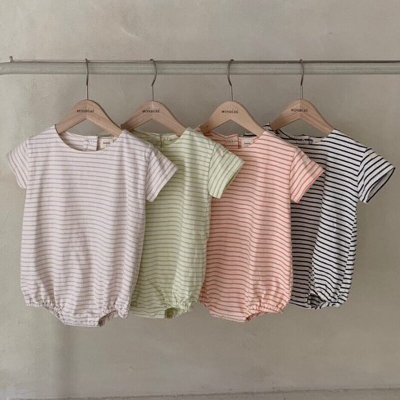 Baby Meisjes Kleding Korte Mouw Baby Bodysuit Baby Meisje Zomer Outfits Katoen Gestreepte Jumpsuit Baby Jongens Bodysuits