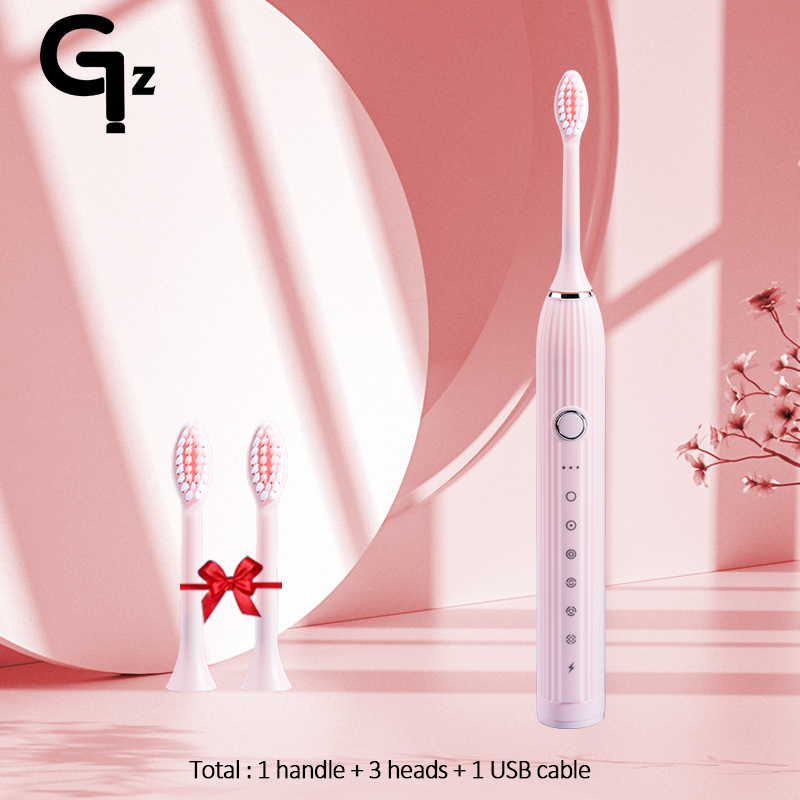 GeZhou N105 Sonic Electric toothbrush Adult children automatic toothbrush Rechargeable With 8 heads replacement IPX7 Tooth Brush: Red