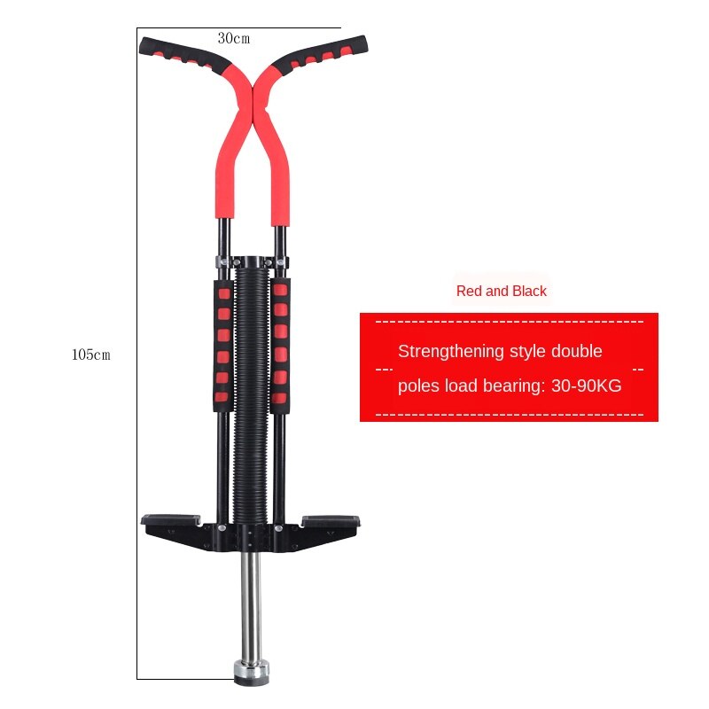 Galvanized Steel Pipe Jump Pogo Children Teenagers Jumping Pole Stick with Spiral Spring Metal Jumping Stilts: Double pole red