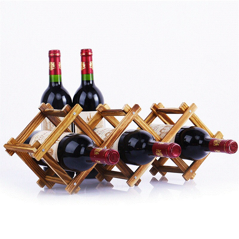 Support de bouteille de vin accueil Bar bière vin support pliable en bois casier à vin organisateur présentoir (5 bouteilles)