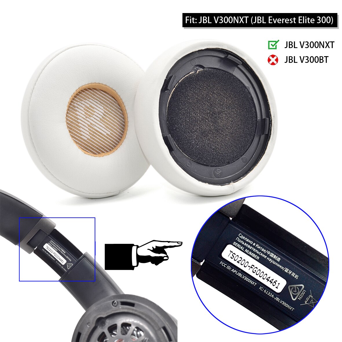 Defean Replacement V300 Ear pads for JBL V300BT (EVEREST 300) V300NXT (EVEREST ELITE 300) Headset Headphone: V300NXT White PU