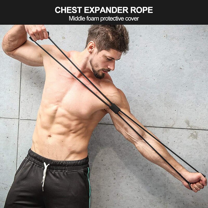 8 Fitness Resistance Band with Handles Pure Barre Workout Chest Arm and Shoulder Stretch Bands Exercise Equipment Black