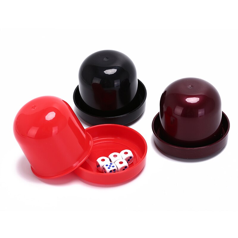 1Pc Game Dice Cup With 5 Dices Plastic Cylinder Shaped Shaker Case