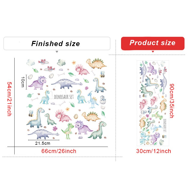 Cartoon Dinosaurus Set Muurstickers Voor Kinderen Kamers Nursery Muur Decor Verwijderbare Decals Voor Nursery Home Decor Vinyl Art Muurschilderingen: Default Title